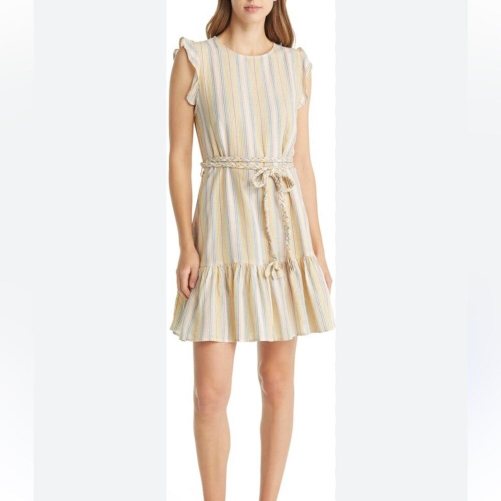 Marine Layer Striped Mini Dress - Cream and Blue
